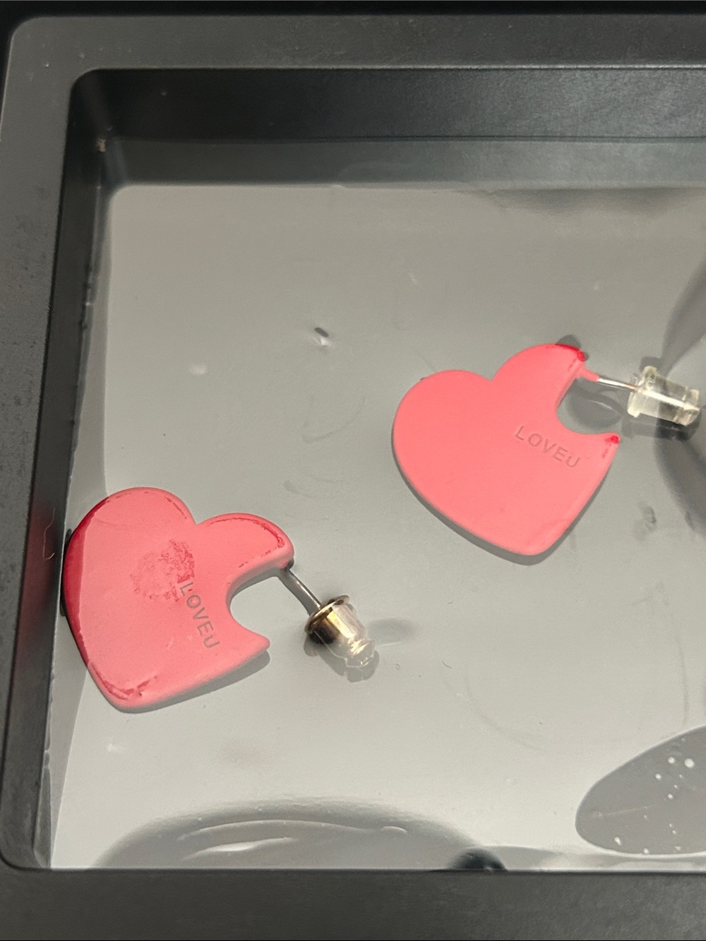 Love Pink Heart Stud Earrings